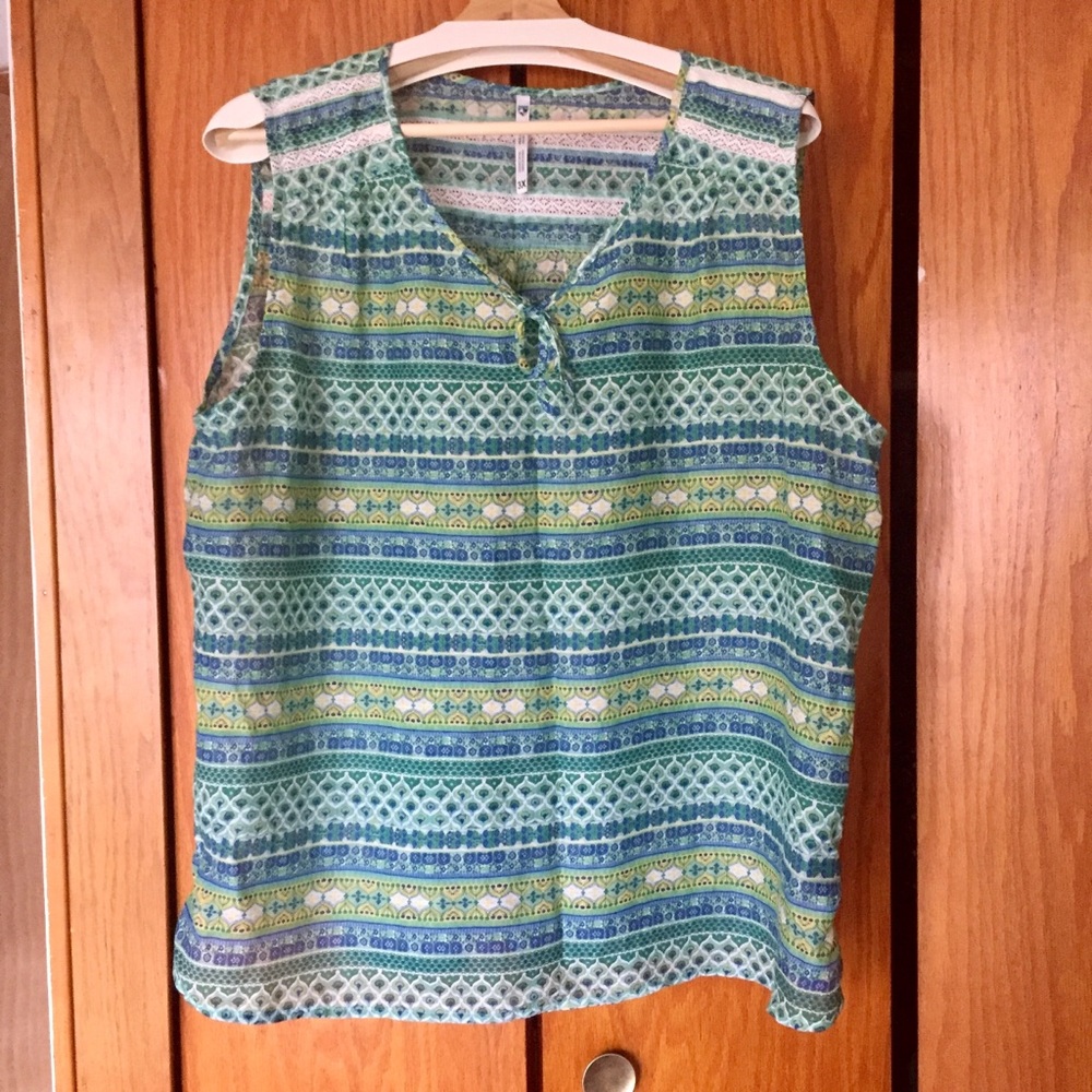 KUHL Flora Tank Top Blue/Green Size 3X